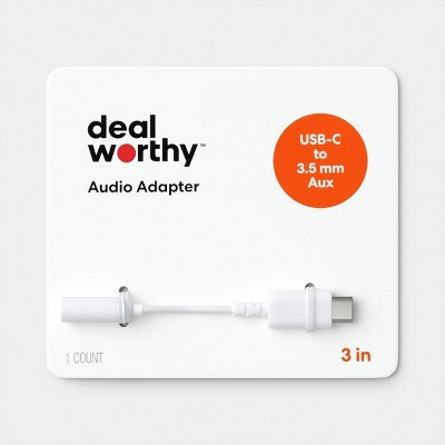 3inch USB-C to Aux Adapter - White - dealworthy White