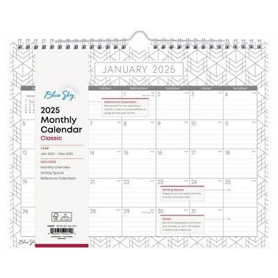 BlueSky 2025 Wall Calendar 11.02"x8.86" Arrows