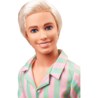 Barbie: The Movie Ken Doll Wearing Pastel Striped Beach Matching Set