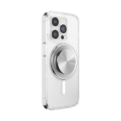 PopSockets Magnetic Phone Grip with MagSafe Magnetic Adapter Ring Included - Aluminum Radial Silver