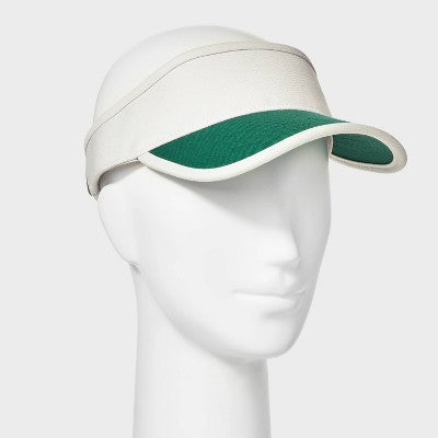 Women's Recycled Polyester Visor Hat - Universal Thread Off-White/Green: Adjustable Twill Sun Hat