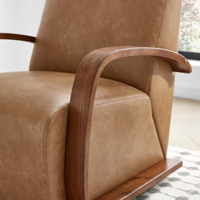 Spruce&Spring Swivel Accent Chair with U-Shaped Wood Arm, Single, Linen&Grey Wood (LOCAL PICKUP ONLY)