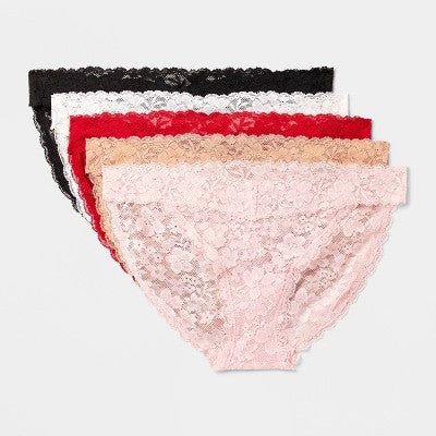 Women's 5pk Lace Bikini Underwear - Auden XS
