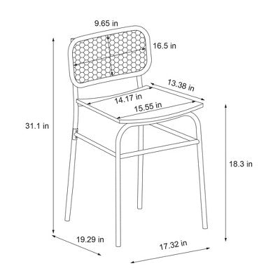 Set of 2 Wicker Back Metal Dining Chair Black - Room Essentials (LOCAL PICKUP ONLY)