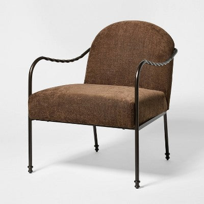 Twisted Metal Upholstered Accent Chair Chocolate Brown - Threshold designed with Studio McGee (LOCAL PICKUP ONLY)