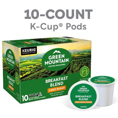 Green Mountain Light Roast Breakfast Blend Coffee Pods - 10ct