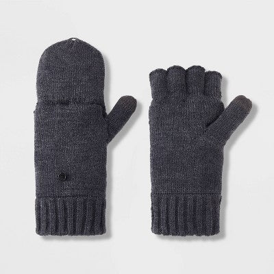 Men's Convertible Fleece Lined Mittens - Goodfellow & Co Charcoal Gray