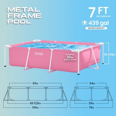 Intex 28266EH 7'L x 5'W x 23-5/8"H Rectangular Metal Frame Above Ground Outdoor Backyard Swimming Pool, 439 Gallons of Water, Pink (LOCAL PICKUP ONLY)