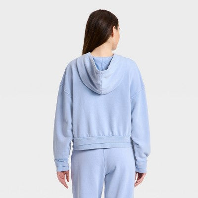 Women's French Terry Full Zip Hoodie Sweatshirt - JoyLab Periwinkle Blue XXL