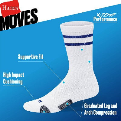 Hanes Premium Men's Compression Crew Socks 3pk - White 6-12