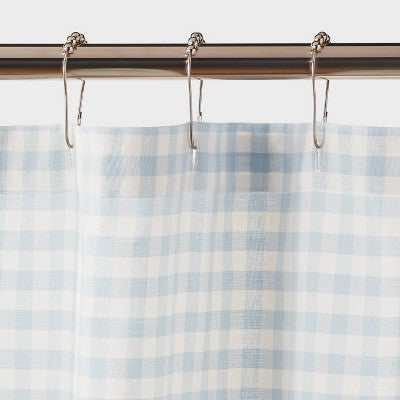 Gingham Plaid Shower Curtain Blue - Threshold