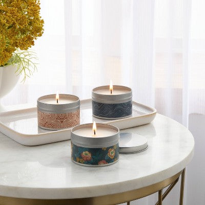 3pk Tin Candle Gift Set Cozy Nights + Blushing Amber + Island Moonlight - Threshold