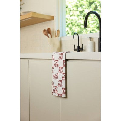 Geometry Kitchen Tea Towel Horse Check Cream