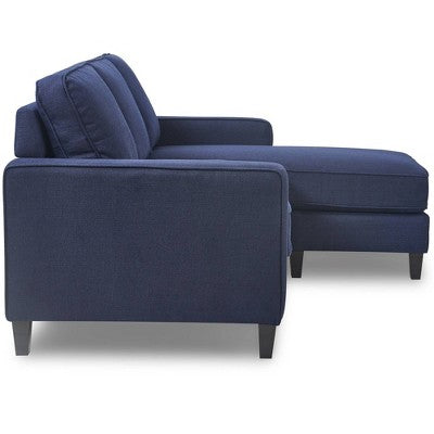 Harmon Track Arm Sectional Sofa Navy - Serta: Contemporary Reversible Chaise, Loose Cushions, Pine Frame, 3-Seater (LOCAL PICKUP ONLY)