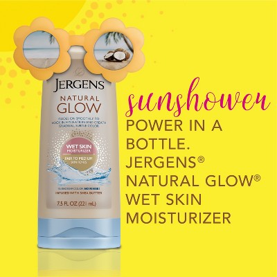 Jergens Natural Glow Wet Skin Moisturizer, In-Shower Self Tanner Body Lotion, Medium To Tan Tone - 7.5 fl oz