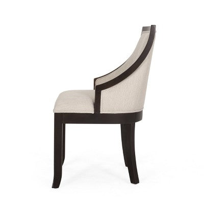 Christopher Knight Home Set of 2 Thurber Birch Wood Upholstered Dining Chairs Beige/Walnut (LOCAL PICKUP ONLY)