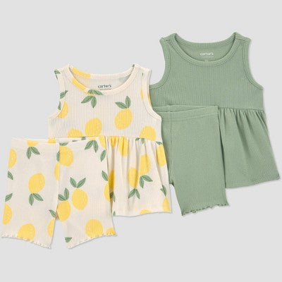 Carter's Just One You Baby Girls' 4pc Lemon Peplum Set 12M