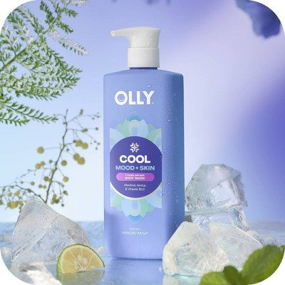 OLLY Cool Mood and Skin Vitamin-Infused Body Wash - Fresh Hinoki Mint - 17 fl oz: Deep Hydration, Paraben-Free, Sulfate-Free, Gel