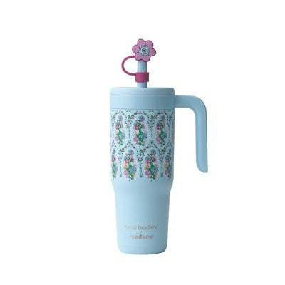 Reduce x Vera Bradley 24oz Chiller Spill Proof Stainless Steel Insulated Straw Tumbler and Topper Garden Paisley Blue