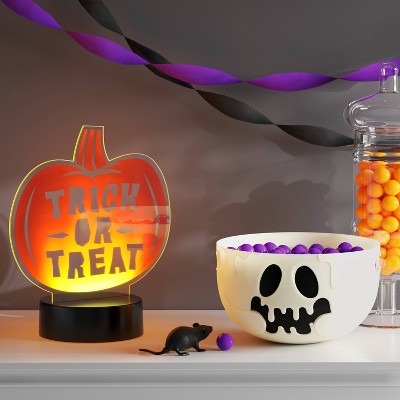 Lit Acrylic Trick or Treat Jack Figurine - Hyde and EEK! Boutique Neon Orange