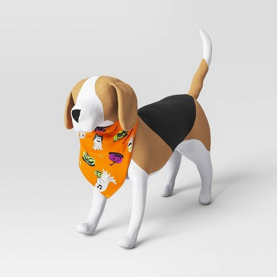 Reversible Ghost and Pumpkin Glow-in-the-Dark Halloween Matching Family Pajama Dog Bandana - Hyde & EEK! Boutique One Size Fits Most
