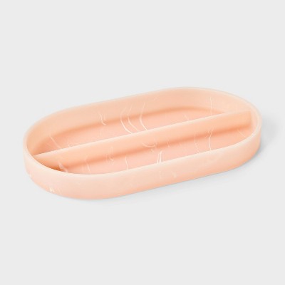 Two Compartment Molded Stacking Jewelry Organizer Tray - A New Day - Pink Marble
