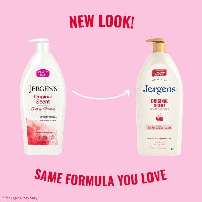 Jergens Original Scent Cherry Almond Moisturizing Body Lotion for Dry Skin - 33.8 fl oz: Hydrating, Skin Texture Improvement, Paraben-Free, Vegan