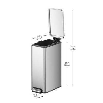 EKO Stella 45L Slim Step Trash Can Matte Stainless Steel (LOCAL PICKUP ONLY)