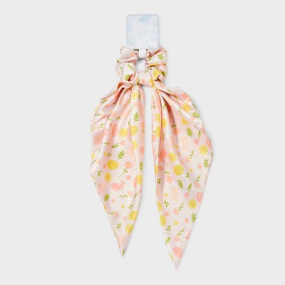 Easter Bunny Flower Print Hair Twister with Tails - Pink/Yellow: Fashion Accessory for All Hair Types