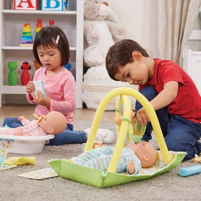 Melissa & Doug Mine to Love Toy Time Play Set for Dolls with Activity Gym, Stacker, Blocks, More - 16pc: Emotional Development, Plastic Material