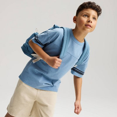Boys' Short Sleeve Seamed Washed T-Shirt - Cat & Jack Blue XS