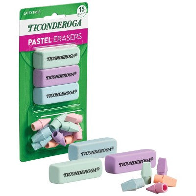 Ticonderoga 15ct Erasers Pastel