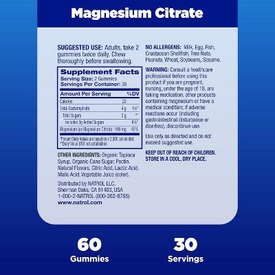 Natrol Mood + Stress Magnesium Citrate Gummies Raspberry, 60 Ct EXP: JUN/2026