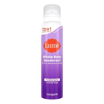 Lume Whole Body Women's Invisible Spray Deodorant - Lavender Sage Scent - Aluminum-Free 3.6oz