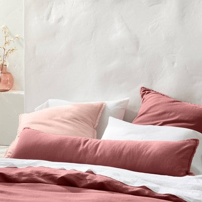 Lumbar Heavyweight Linen Blend Throw Pillow Rose - Casaluna: Rayon Weave, Indoor Use, Removable Cover (LOCAL PICKUP ONLY)
