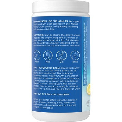 Natural Calm Mineral Supplement Powder - Raspberry Lemon - 4oz