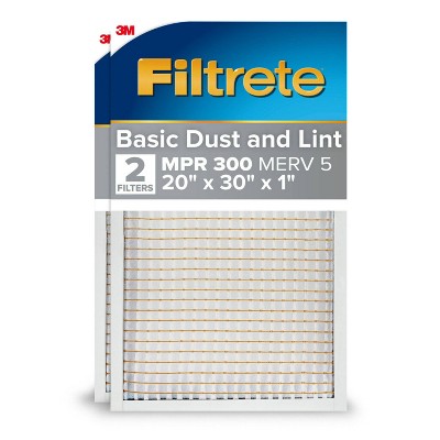 Filtrete 2pk Basic Dust and Lint 300 20X30: Electrostatic Air Control Filters, MERV 5, Captures Lint & Dust, 20x30x1 (LOCAL PICKUP ONLY)