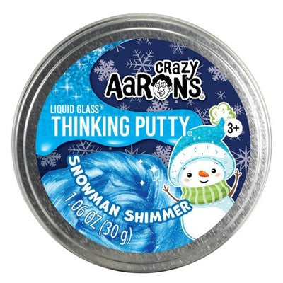 Crazy Aaron's Snowman Shimmer Liquid Glass Thinking Putty Tin - Blue