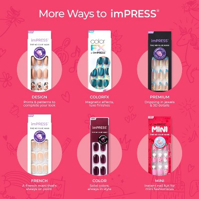 Impress Mini Nail Artist Kit Press-On Fake Nails for Kids Squoval - Wannabe U - 31ct