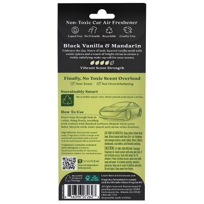 Enviroscent Auto Stix 2pk Black Vanilla and Mandarin: Car Freshener Sticks, Non-Toxic, Cruelty-Free, Disposable
