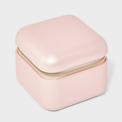 Rounded Square Travel Organizer Jewelry Box - A New Day Pink