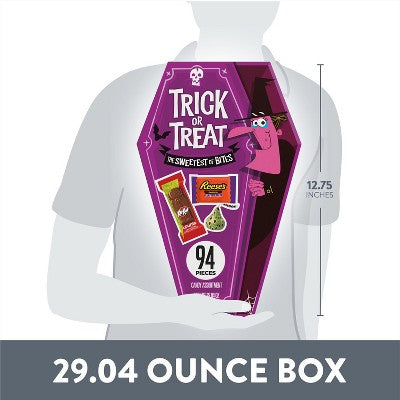 HERSHEY'S Milk Chocolate Assorted Trick or Treat Halloween Candy Coffin Gift Box - 29.04oz/94pc