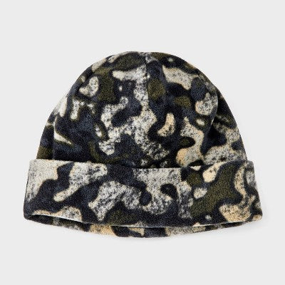 Boys' Camo Fleece Cuffed Beanie Hat - Cat & Jack Black