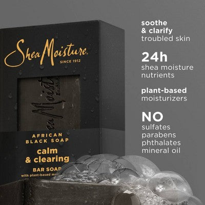 SheaMoisture Calm & Clearing Bar Soap - African Black Soap - 8oz