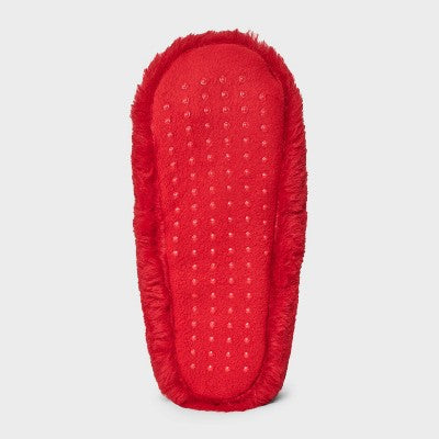 Women's Faux Fur Cozy Pull-On Slipper Socks with Grippers - Auden Red S/M