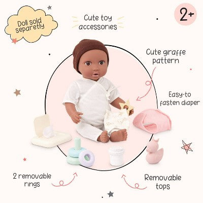 LullaBaby Baby Doll Newborn Essentials Accessory Set Diaper and Play Toys