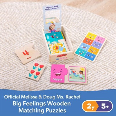 Melissa & Doug Ms. Rachel Big Feelings Wooden Matching Puzzles Emotions Regulation Preschool Learning Toy for Boys and Girls