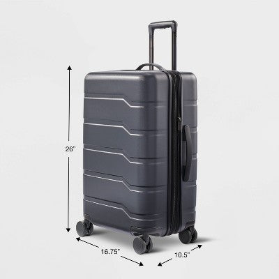 Hardside Medium Checked Suitcase Gray - Open Story