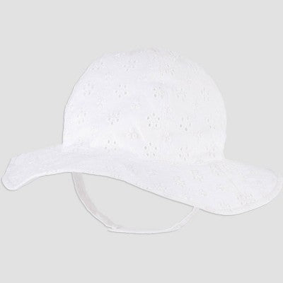 Carter's Just One You? Baby Girls' Solid Sun Hat - White 6-12M: Cotton Eyelash Knit, Chinstrap Hook and Loop, Full Lining