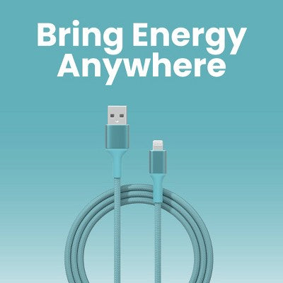 GEMS USB-A to Lightning Charging Gift Set with 5000MmAh Power Bank, Cable, and Wall Charger - Teal Blue